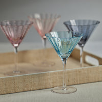 Zodax Pescara  White Dot Martini Glasses, Navy Blue, Set of 4