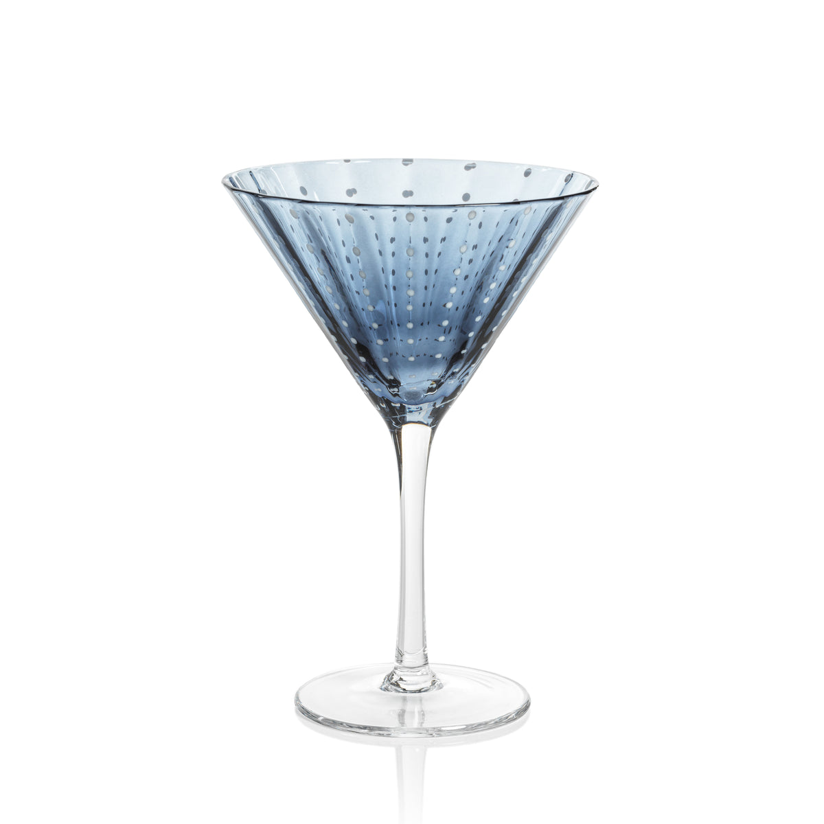 Zodax Pescara  White Dot Martini Glasses, Navy Blue, Set of 4