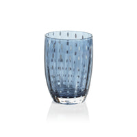 Zodax Pescara White Dot Tumbler Glasses, Navy Blue, Set of 4