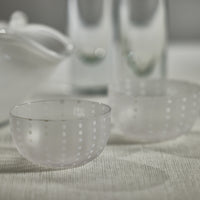 Zodax Parma White Dot Condiment Frosted Glass Bowls, Set of 4