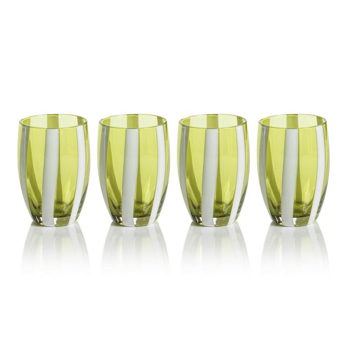 Zodax Pesaro Stemless Glasses, Green, Set of 4