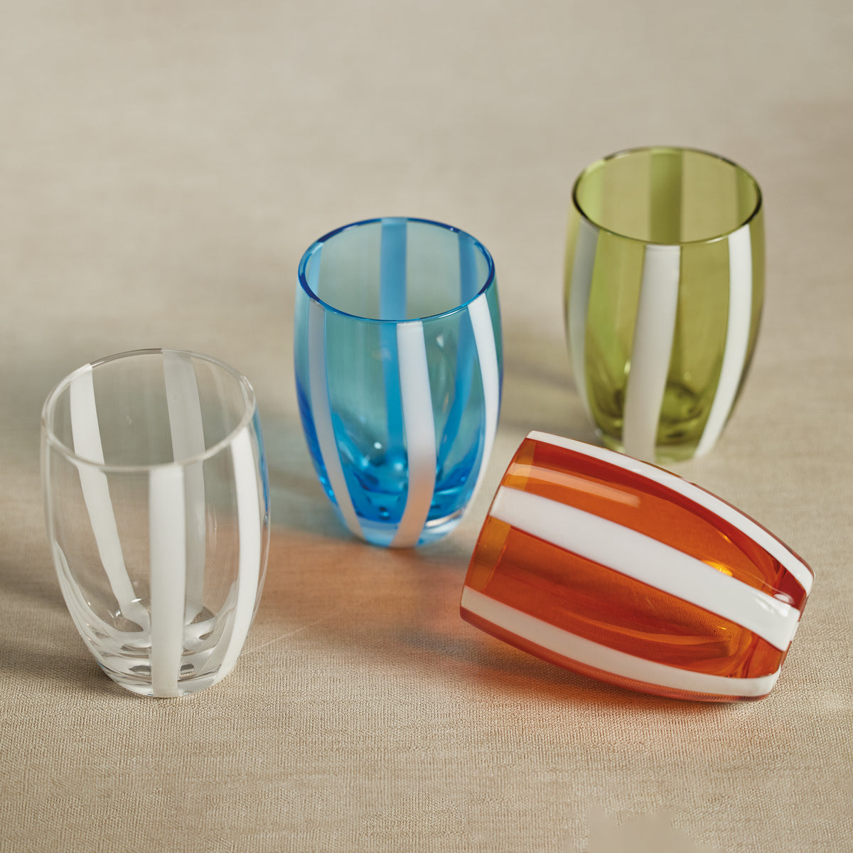 Zodax Pesaro Stemless Glasses, Orange, Set of 4