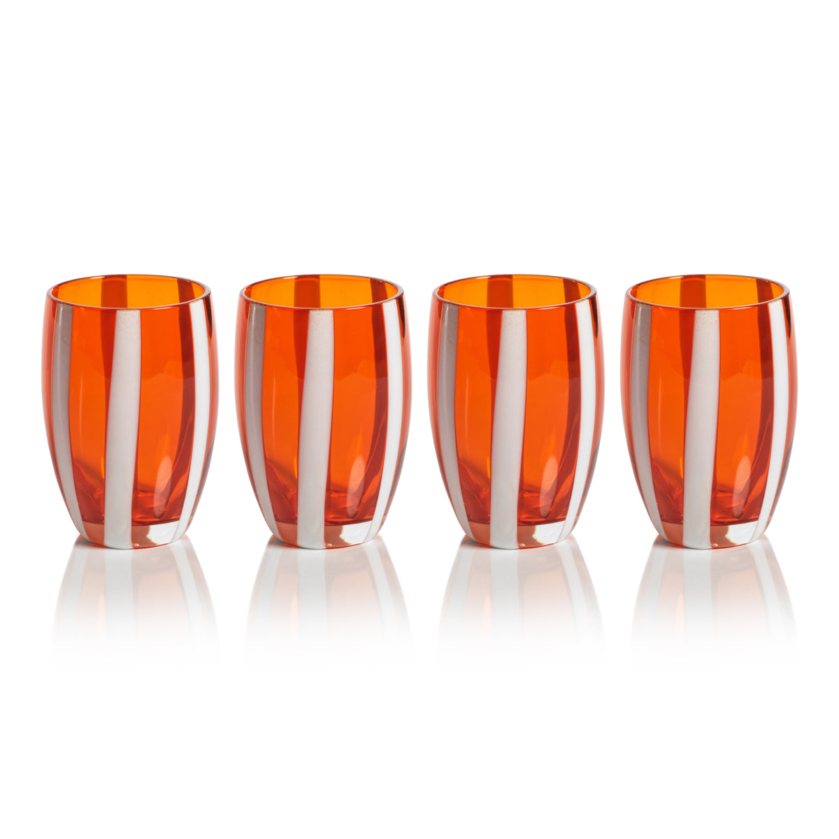 Zodax Pesaro Stemless Glasses, Orange, Set of 4