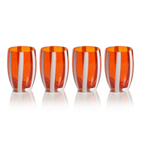 Zodax Pesaro Stemless Glasses, Orange, Set of 4