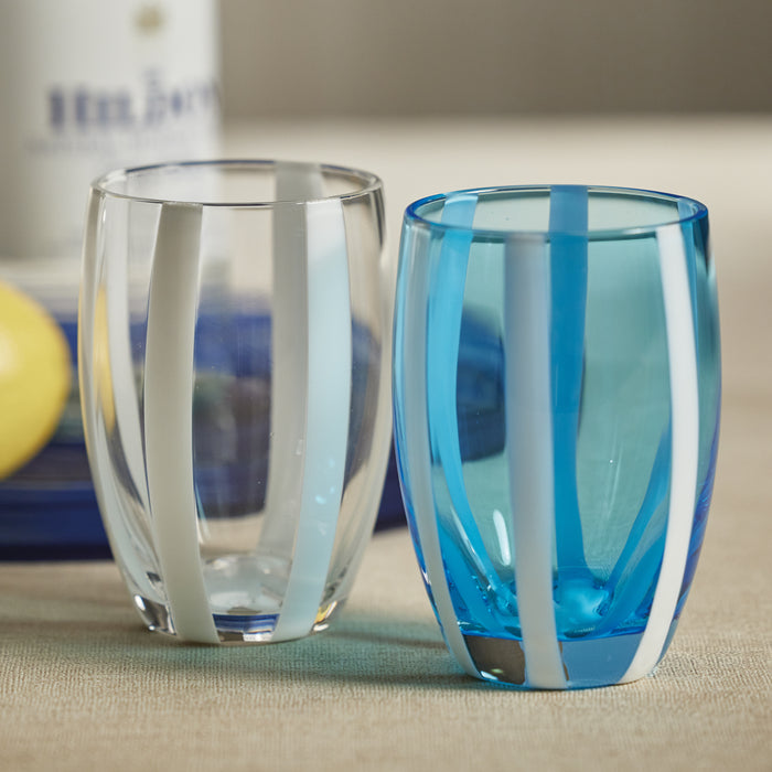 Zodax Pesaro Stemless Glasses, Aqua Blue, Set of 4