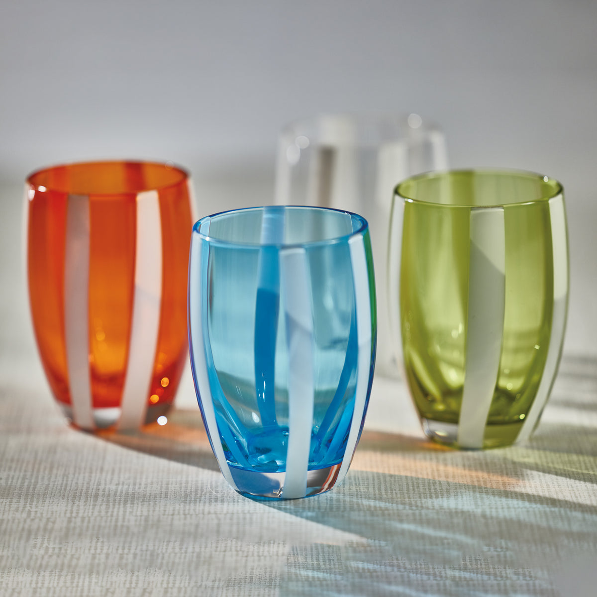 Zodax Pesaro Stemless Glasses, Aqua Blue, Set of 4