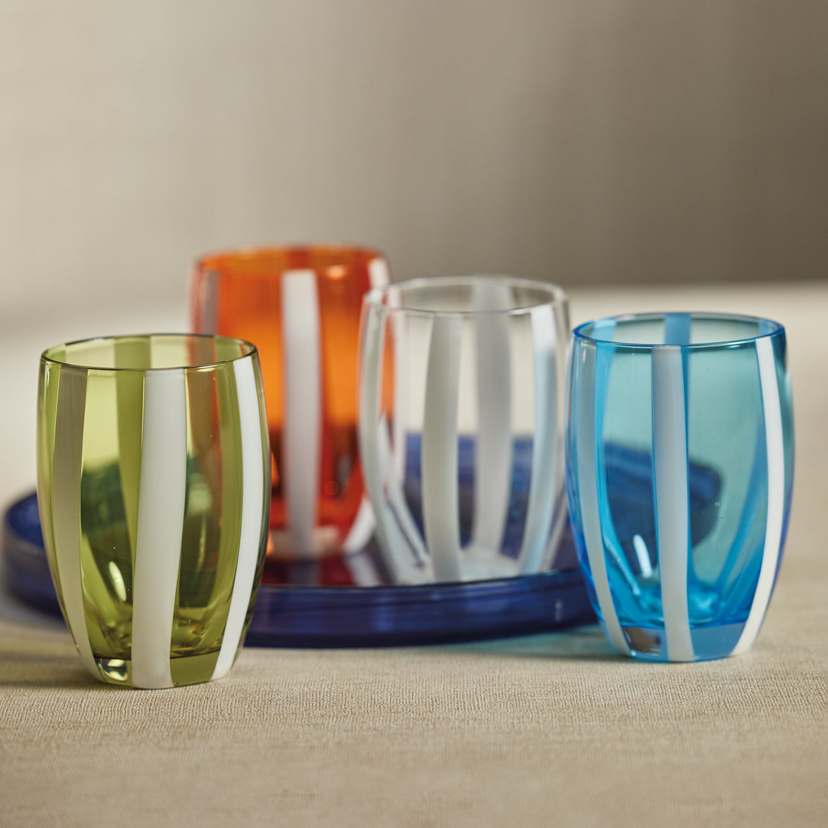 Zodax Pesaro Stemless Glasses, Aqua Blue, Set of 4