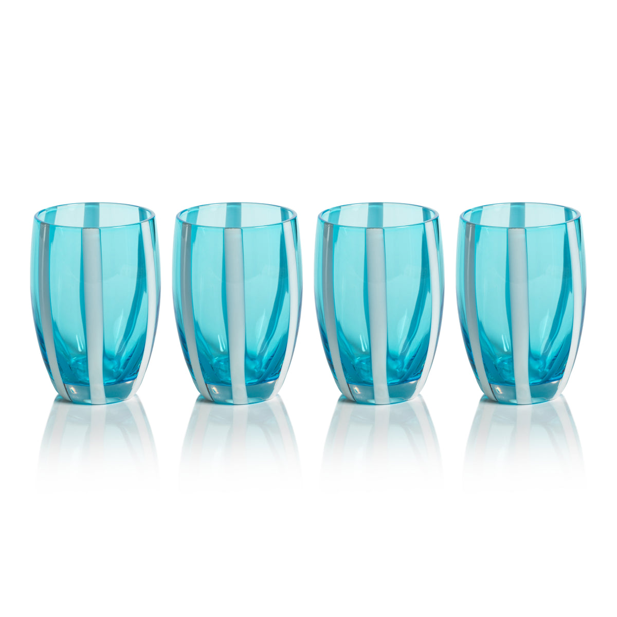 Zodax Pesaro Stemless Glasses, Aqua Blue, Set of 4