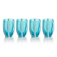Zodax Pesaro Stemless Glasses, Aqua Blue, Set of 4
