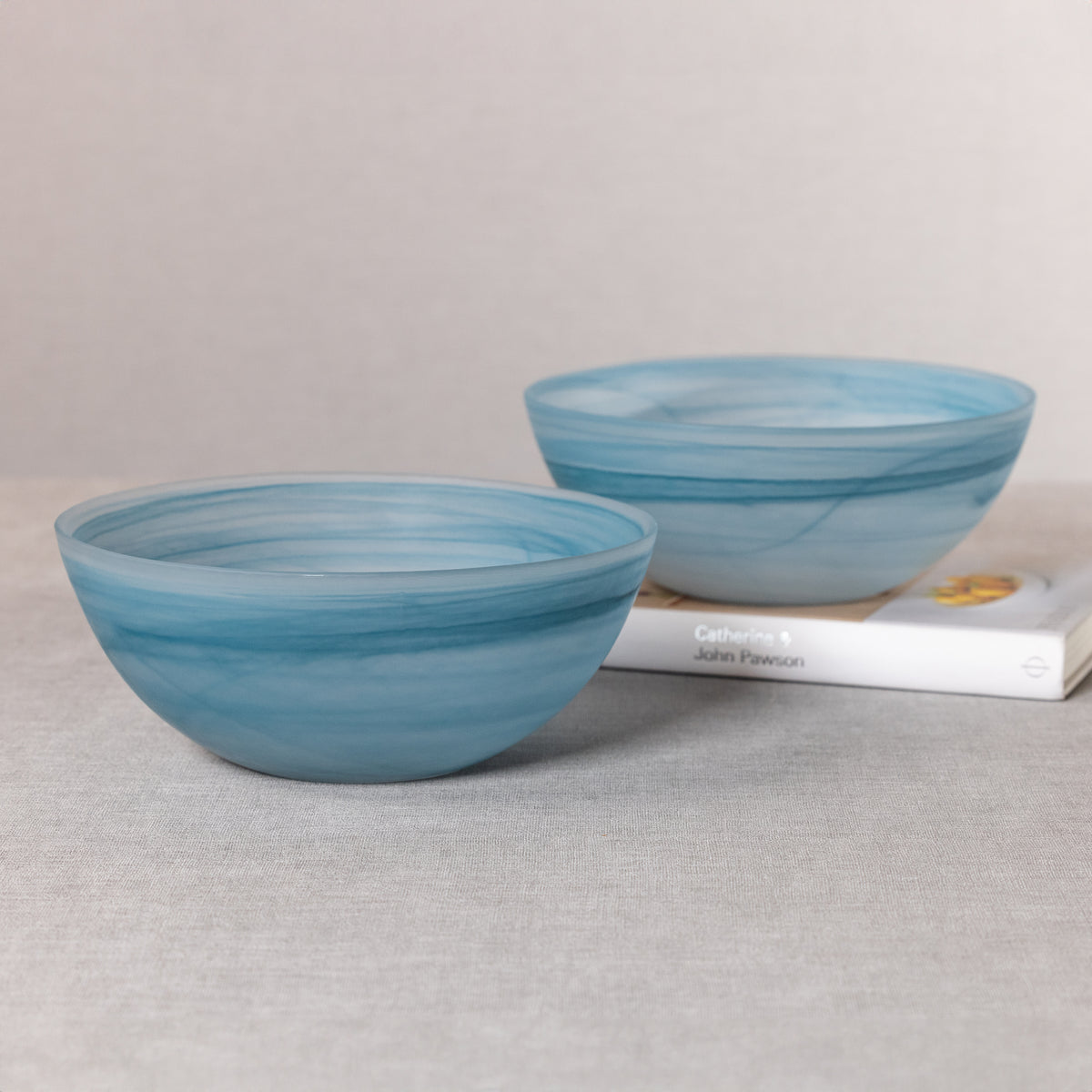Zodax Barren 9.75" Alabaster Glass Bowls, Set of 2
