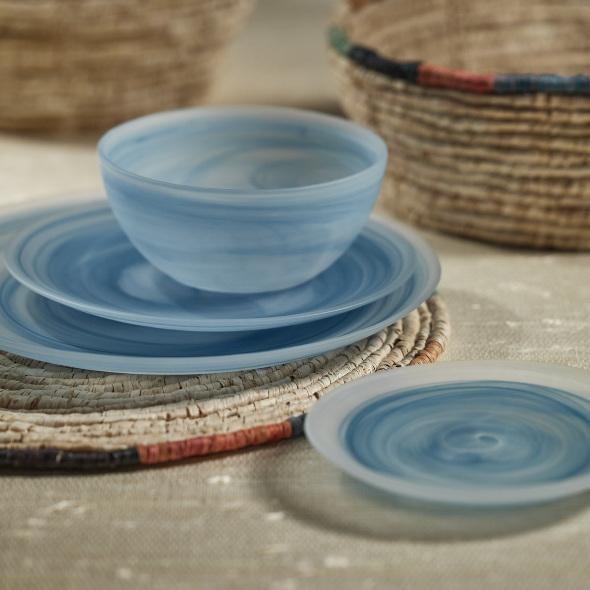 Zodax Barren Alabaster Glass Plates, Medium, Set of 4