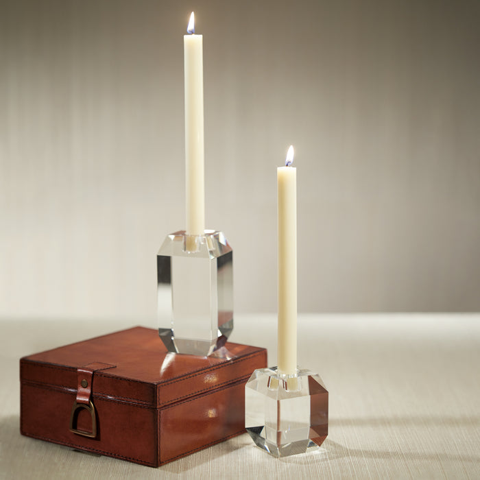 Zodax Collier Beveled Cubic Crystal Taper Candle Holder, Small