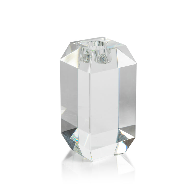 Zodax Collier Beveled Cubic Crystal Taper Candle Holder, Large