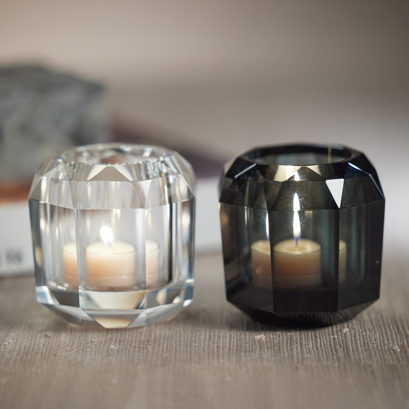 Zodax Ruxley 3.25" Faceted Crystal Vase, Smoke