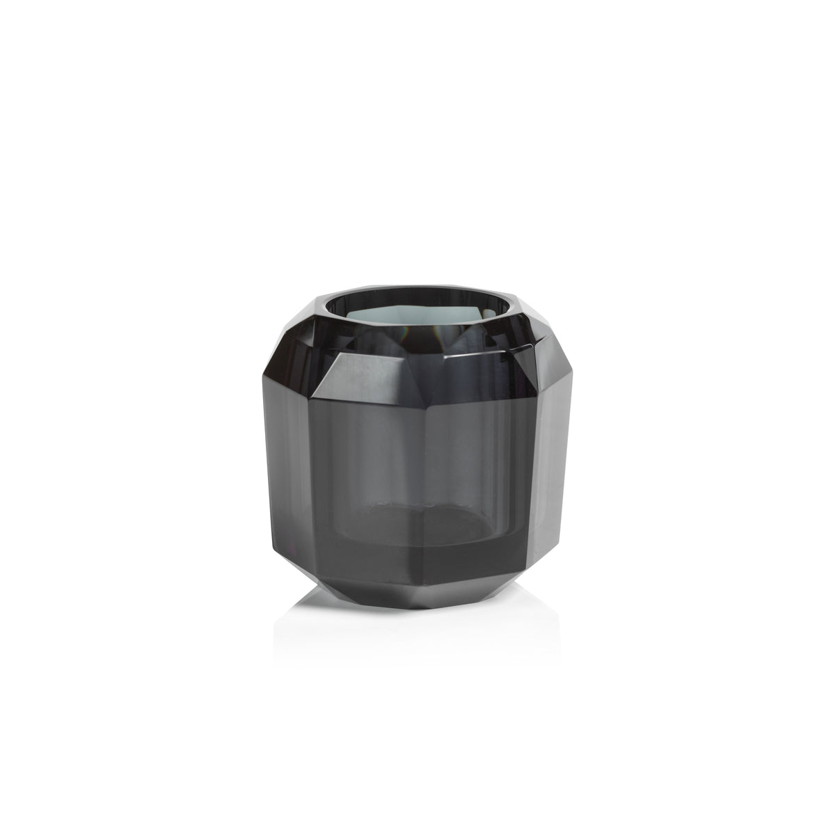 Zodax Ruxley 3.25" Faceted Crystal Vase, Smoke