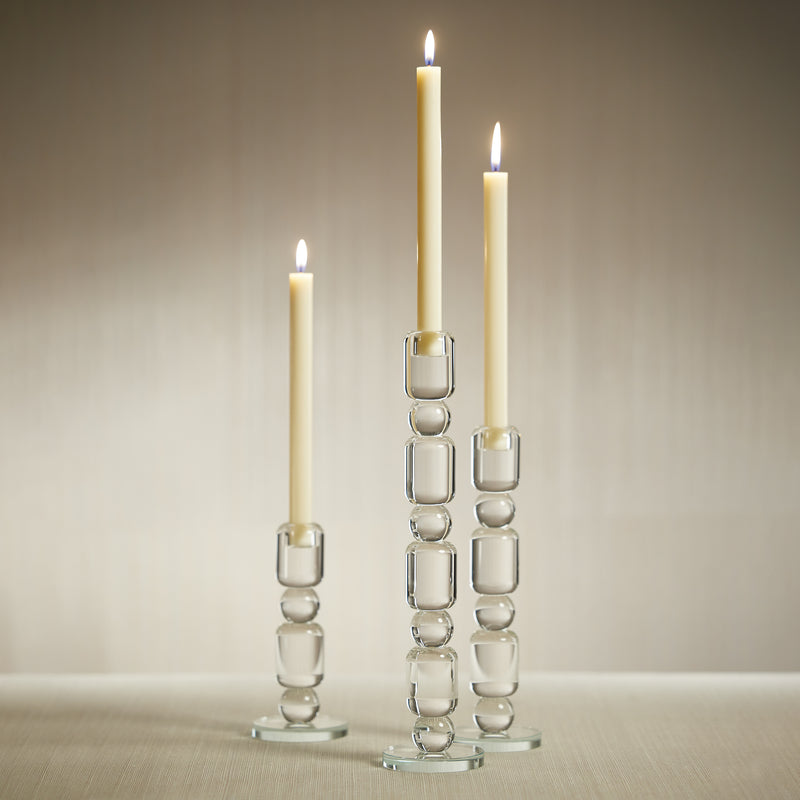 Zodax Zadie Crystal Glass Taper Candle Holder, Medium