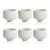 Zodax Acerra 4.75" Ridged Condiment Porcelain Bowls, White, Set of 6