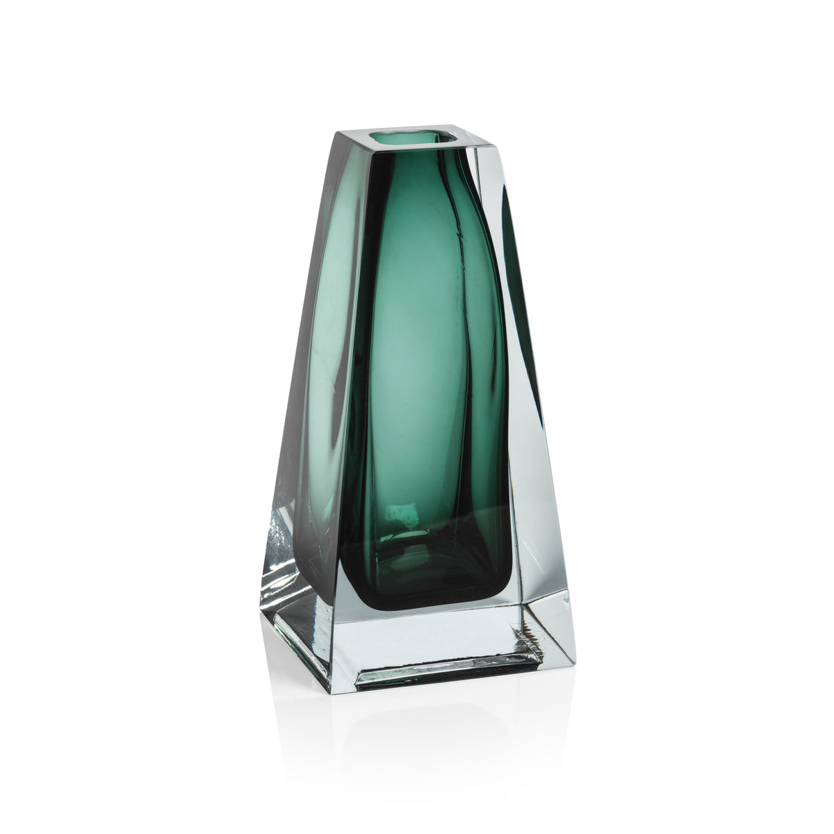 Zodax Carrara Polished Green Glass Vase, Tall Tapered - 3" x 3" x 6"