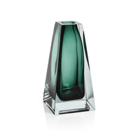 Zodax Carrara Polished Green Glass Vase, Tall Tapered - 3" x 3" x 6"