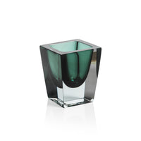 Zodax Carrara Polished Green Glass Vase, Square - 3" x 3" x 4"