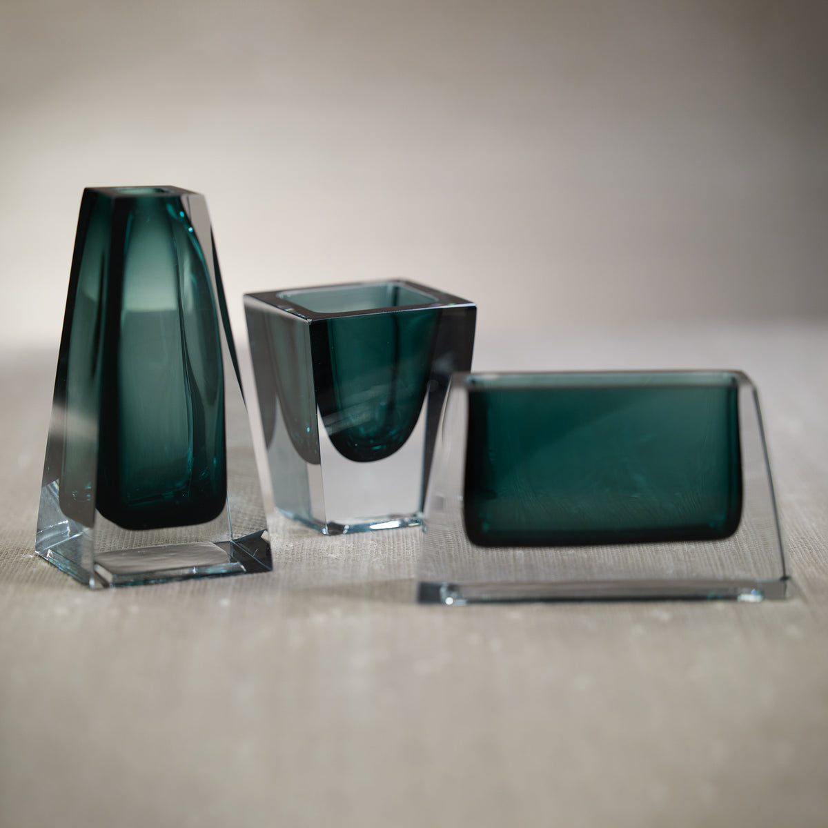 Zodax Carrara Polished Green Glass Vase, Rectangle - 6" x 2" x 3"