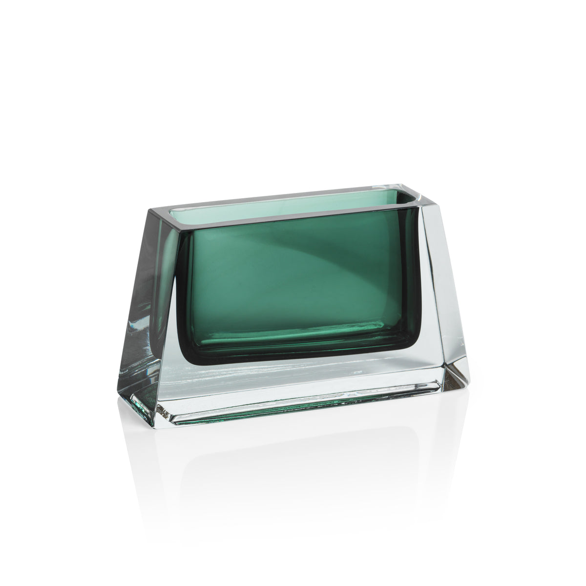 Zodax Carrara Polished Green Glass Vase, Rectangle - 6" x 2" x 3"
