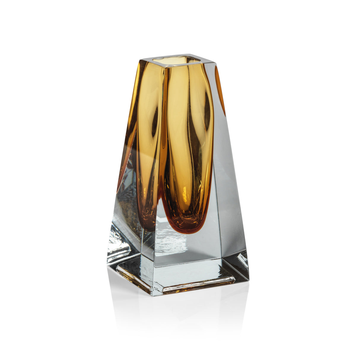 Zodax Carrara Polished Amber Glass Vase, Tall Tapered - 3" x 3" x 6"