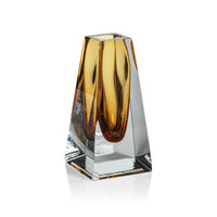 Zodax Carrara Polished Amber Glass Vase, Tall Tapered - 3" x 3" x 6"