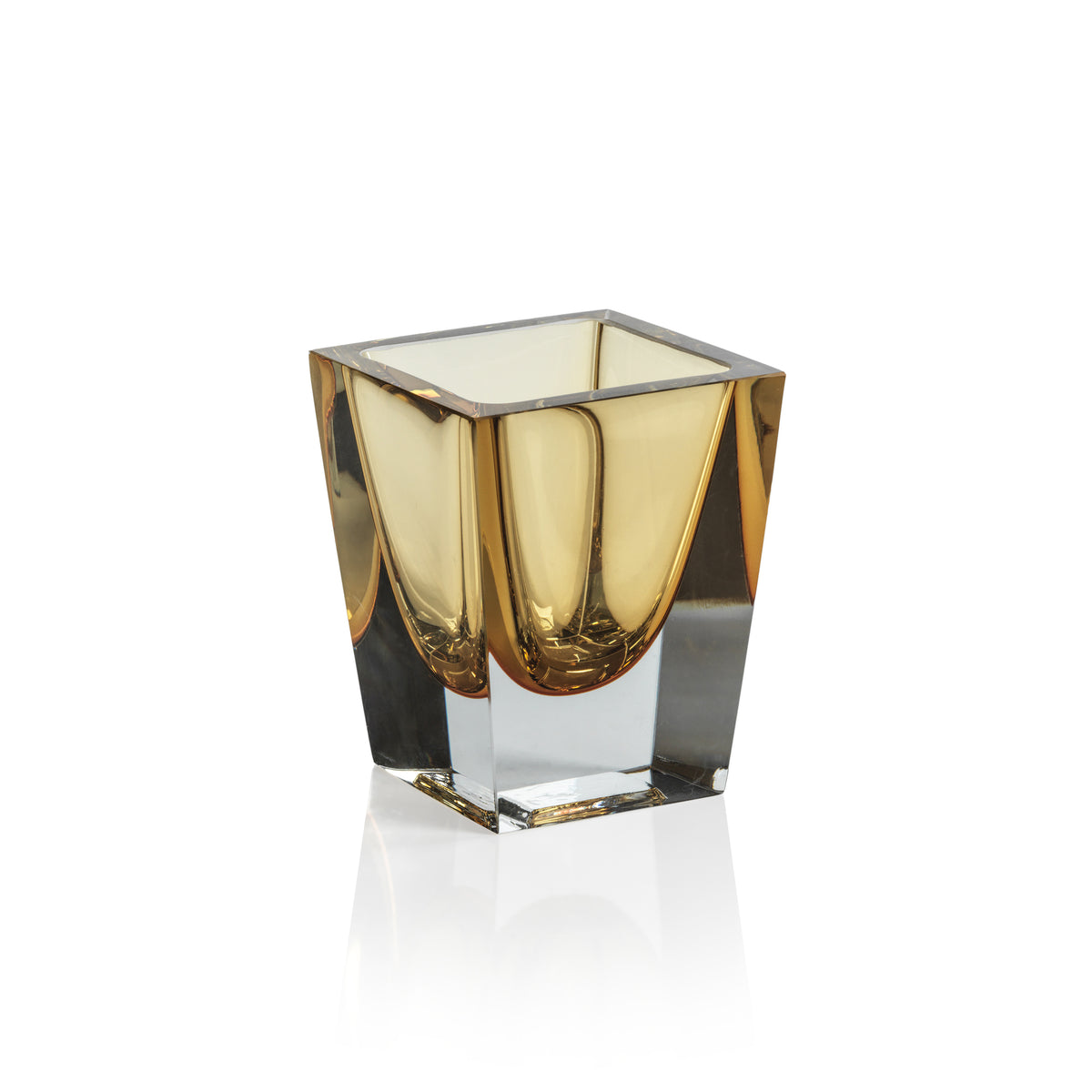 Zodax Carrara Polished Amber Glass Vase, Square - 3" x 3" x 4"