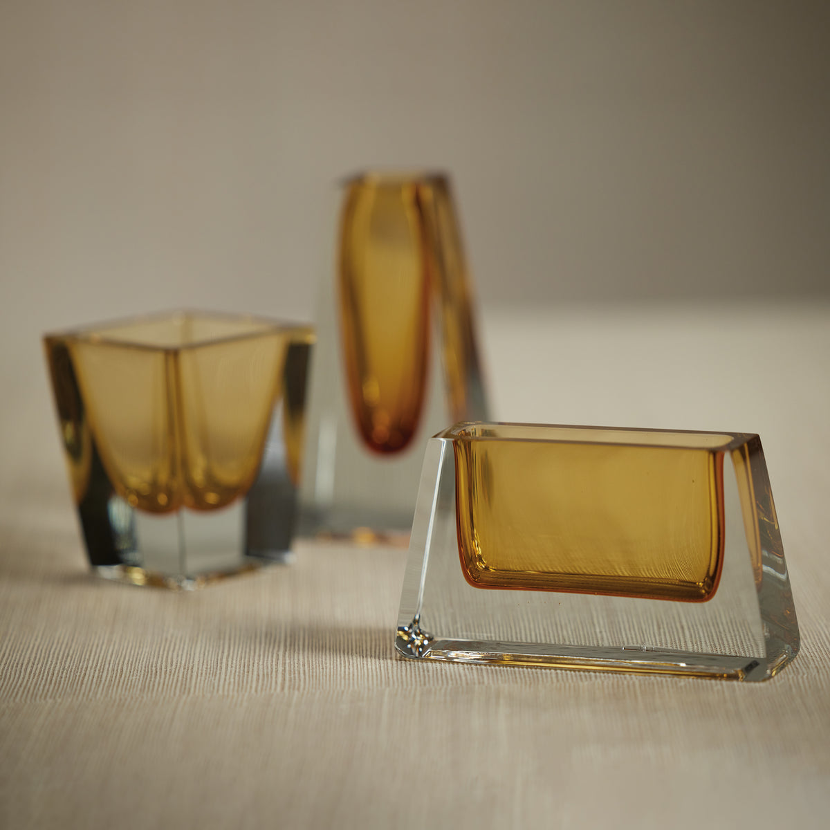 Zodax Carrara Polished Amber Glass Vase, Rectangle - 6" x 2" x 3"