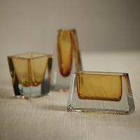 Zodax Carrara Polished Amber Glass Vase, Rectangle - 6" x 2" x 3"
