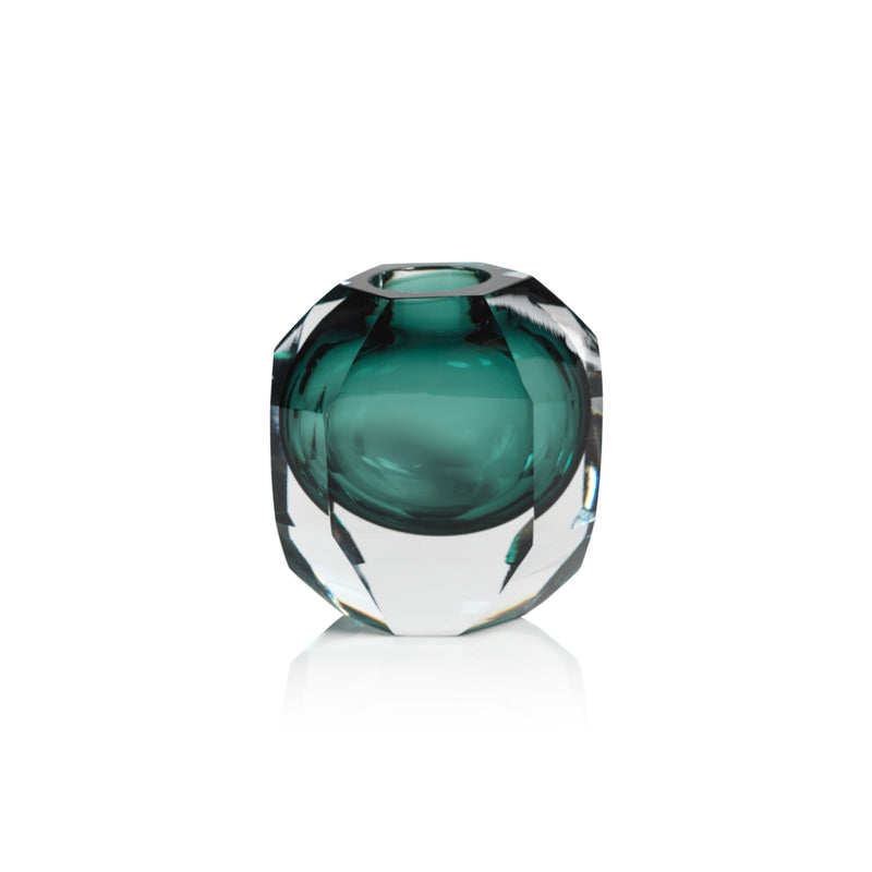 Zodax Albi Emerald Cut Glass Vase, 5"