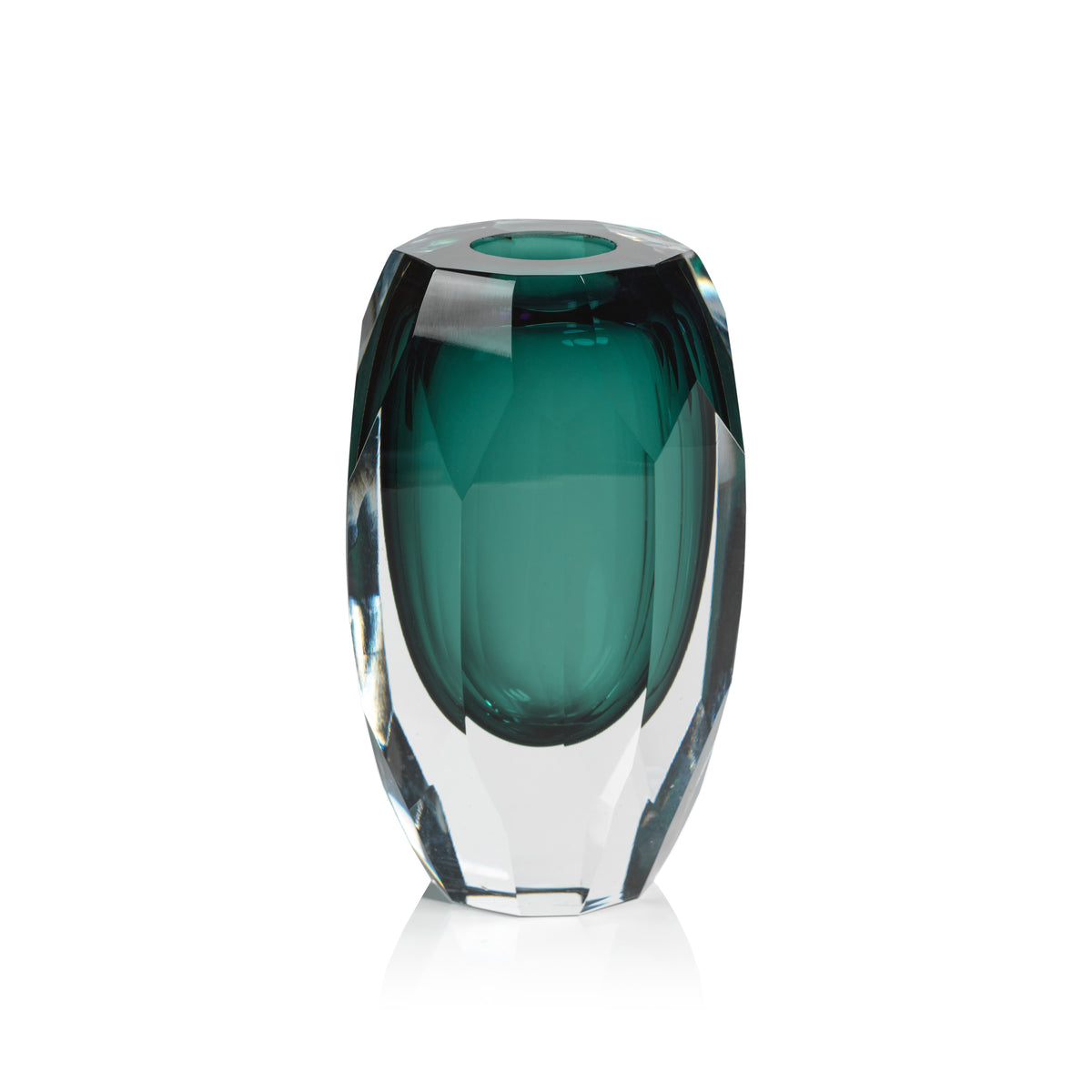 Zodax Albi Emerald Cut Glass Vase, 6.5"