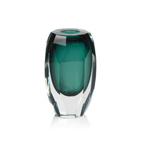 Zodax Albi Emerald Cut Glass Vase, 6.5"