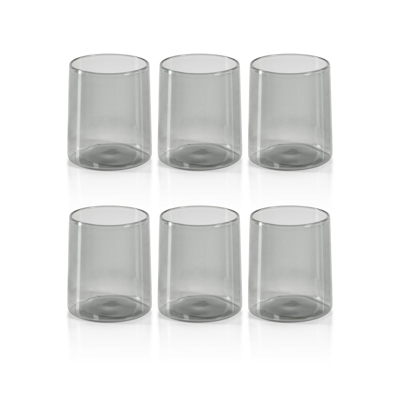 Zodax Lorient Tumbler Glasses, Smoke, Set of 6