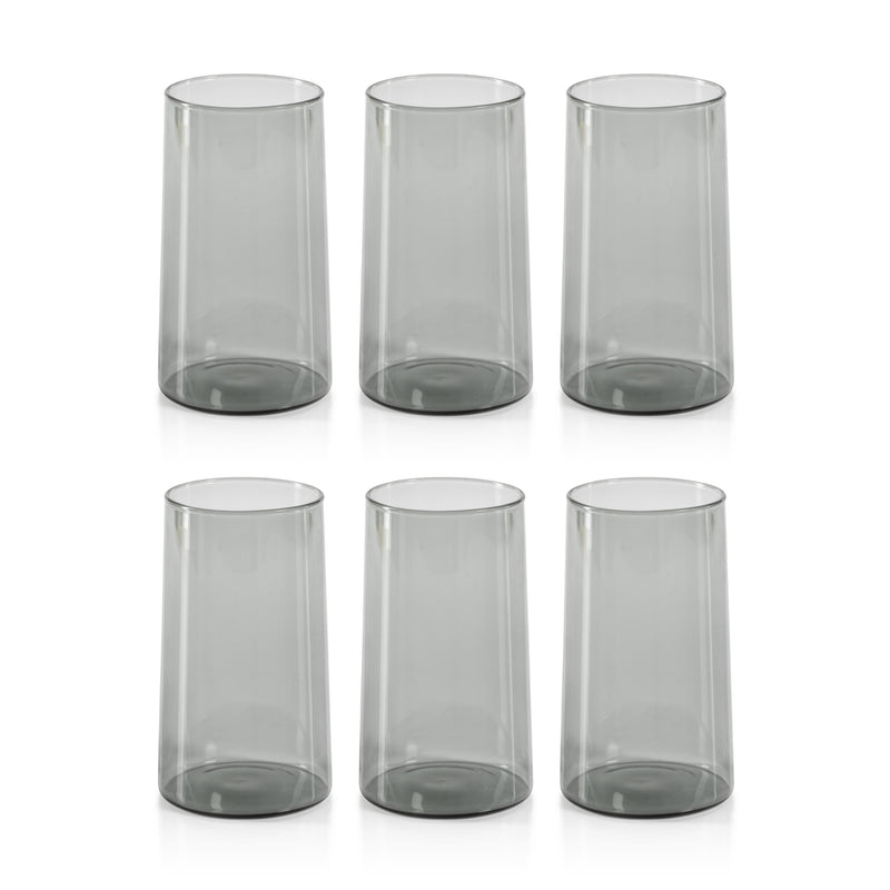Zodax Lorient Highball Glasses, Smoke, Set of 6