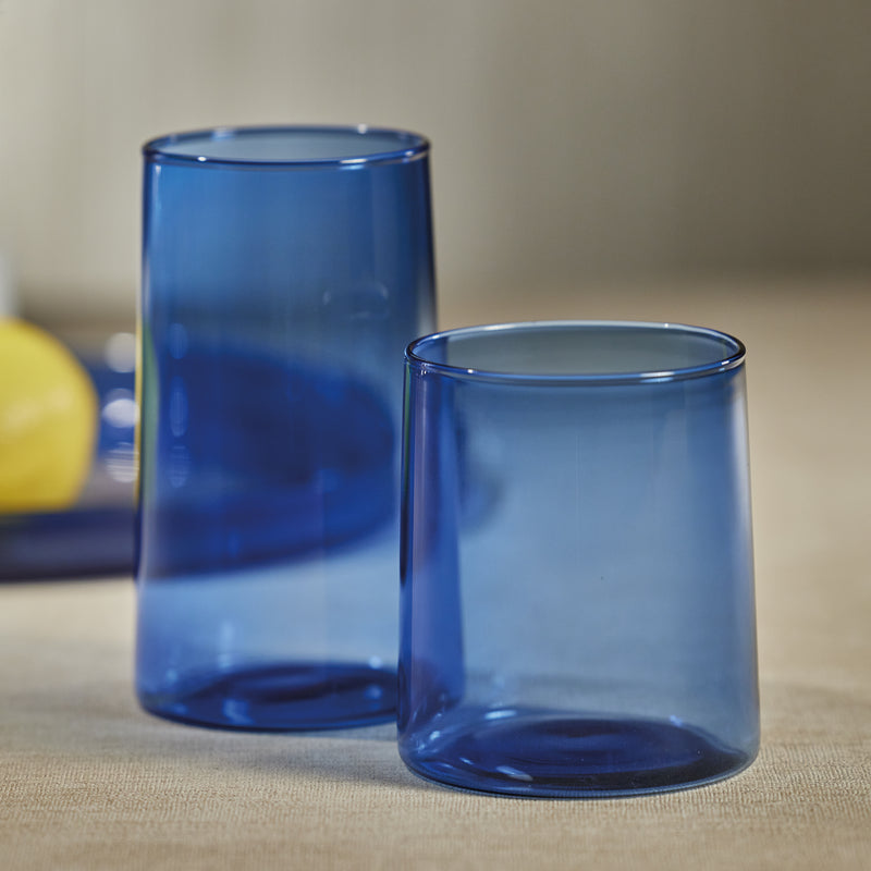 Zodax Lorient Highball Glasses, Light Cobalt Blue, Set of 6
