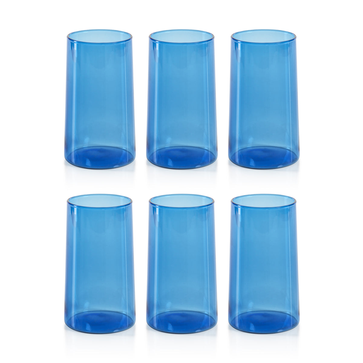 Zodax Lorient Highball Glasses, Light Cobalt Blue, Set of 6