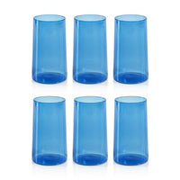 Zodax Lorient Highball Glasses, Light Cobalt Blue, Set of 6