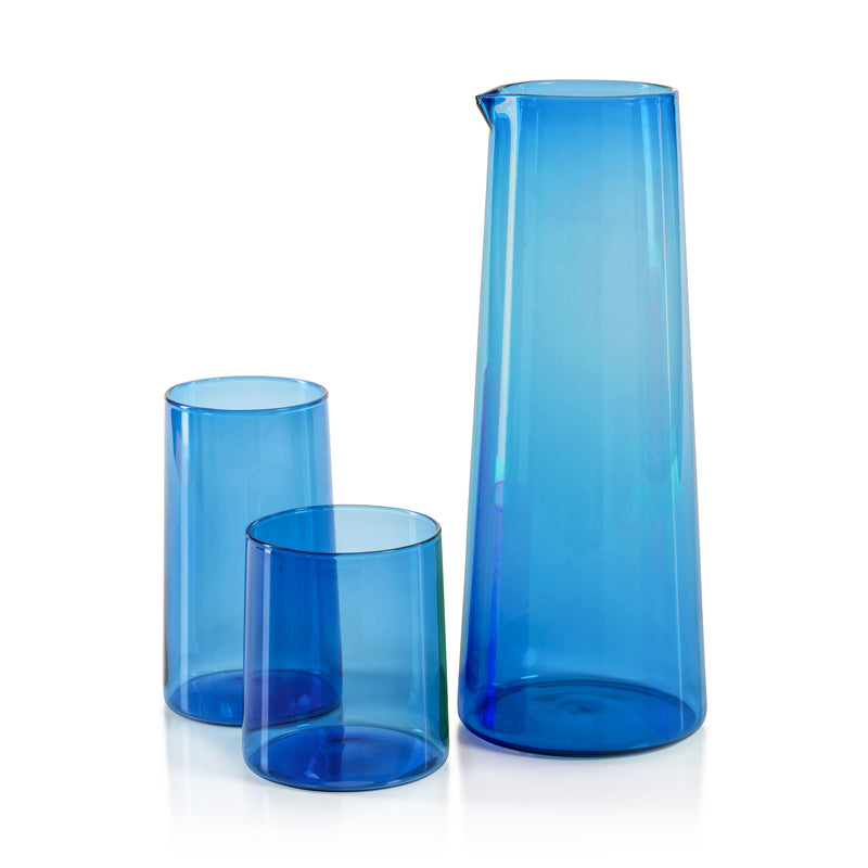 Zodax Lorient Glass Pitcher, Light Cobalt Blue