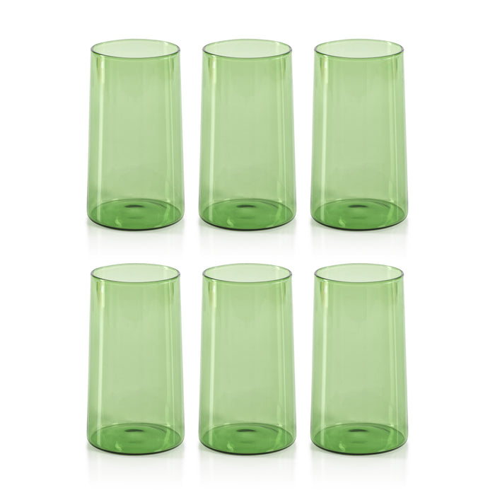 Zodax Lorient Highball Glasses, Fern Green, Set of 6