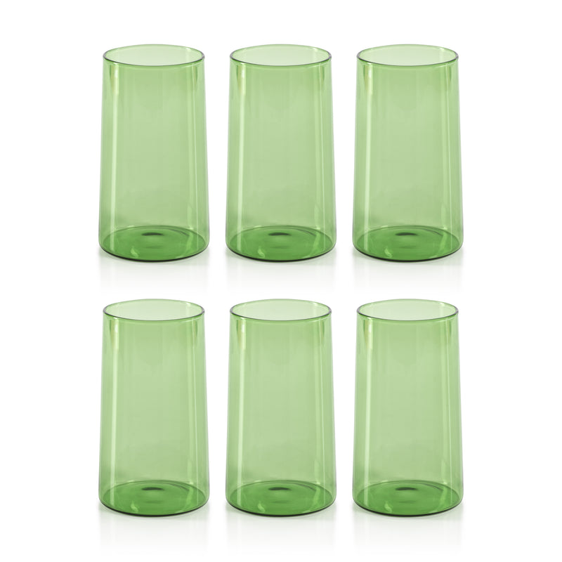 Zodax Lorient Highball Glasses, Fern Green, Set of 6