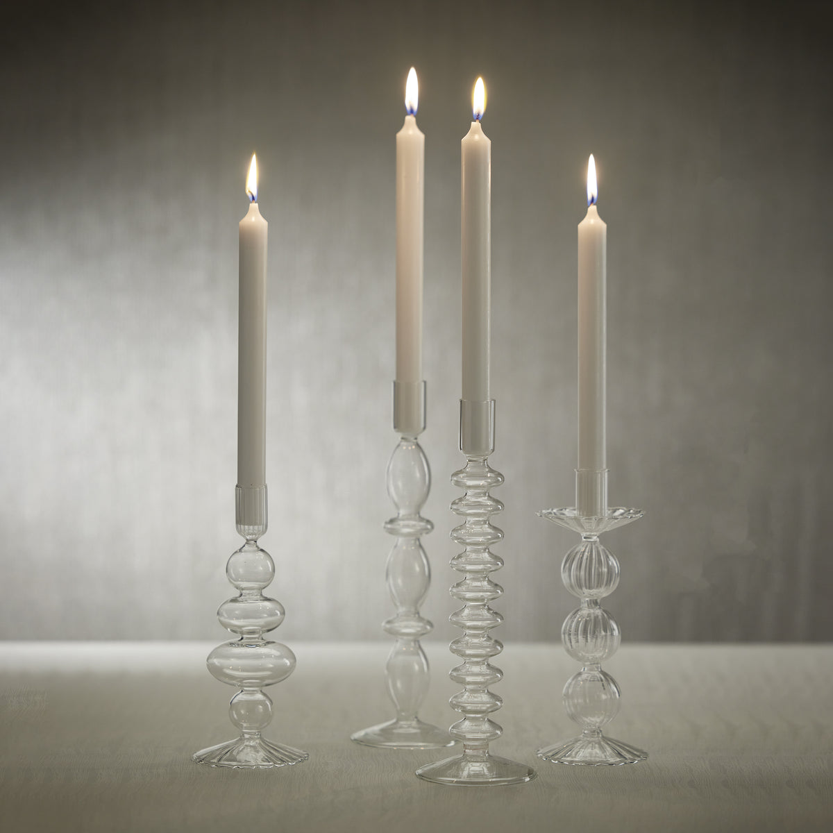 Zodax Siena Glass Taper Candle Holders, Set of 4
