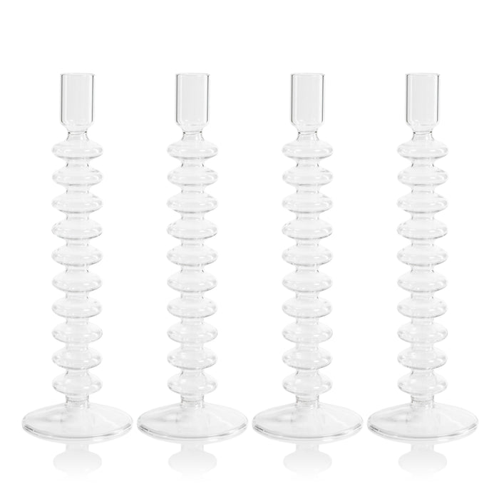 Zodax Siena Glass Taper Candle Holders, Set of 4