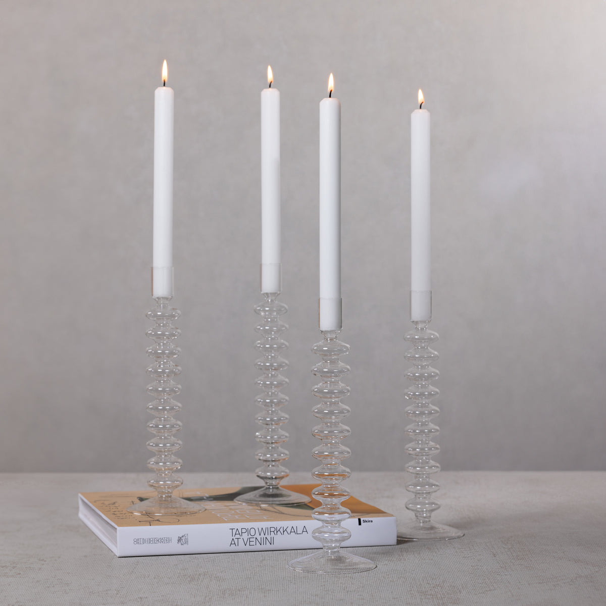 Zodax Siena Glass Taper Candle Holders, Set of 4