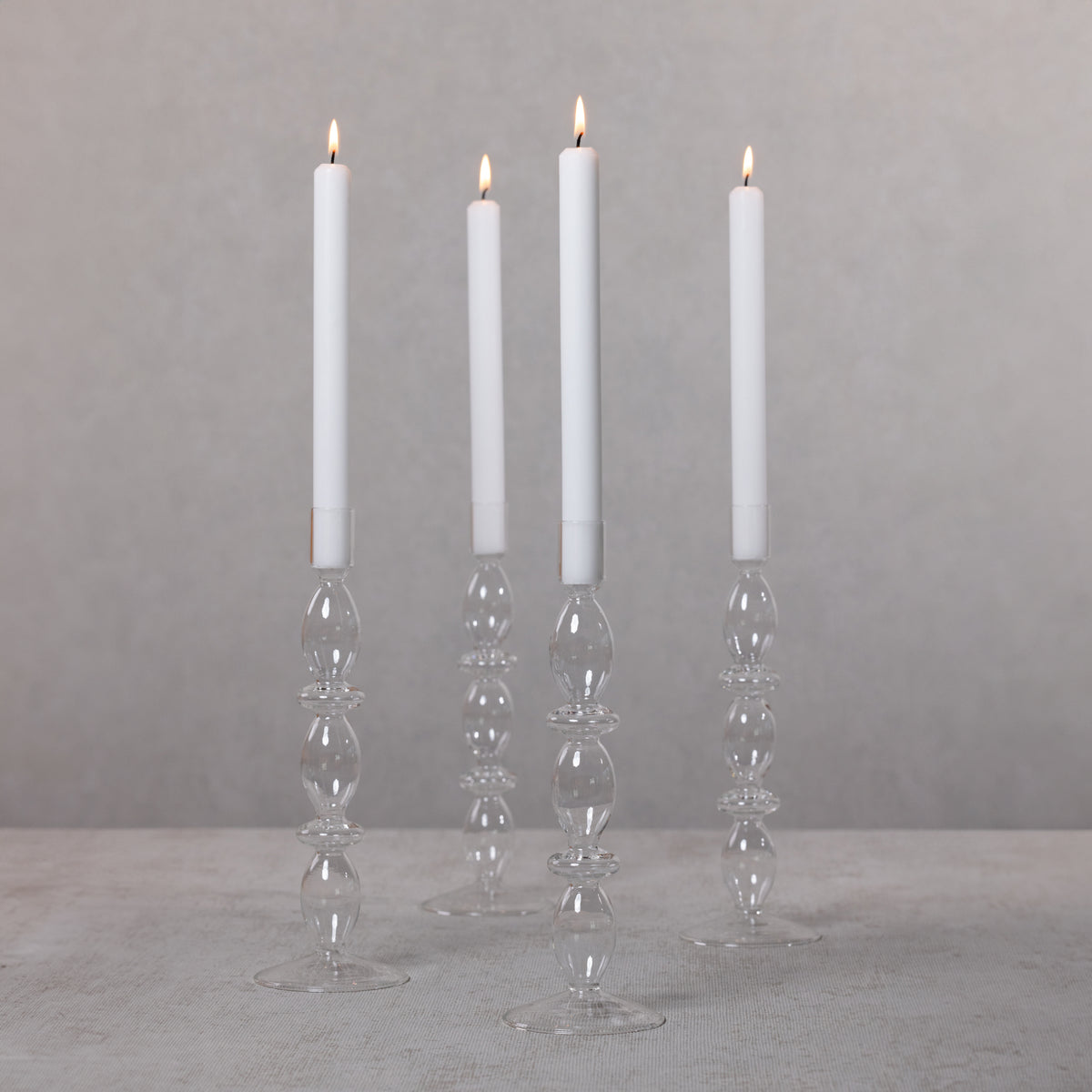 Zodax Salerno Glass Taper Candle Holders, Set of 4