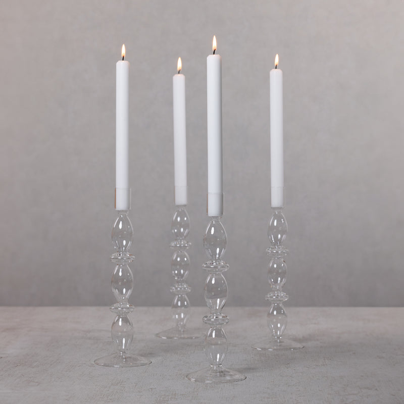 Zodax Salerno Glass Taper Candle Holders, Set of 4