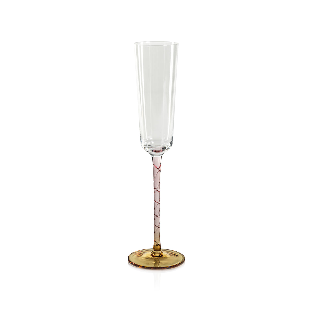 Zodax Sachi Champagne Flutes, Amber & Pink, Set of 6