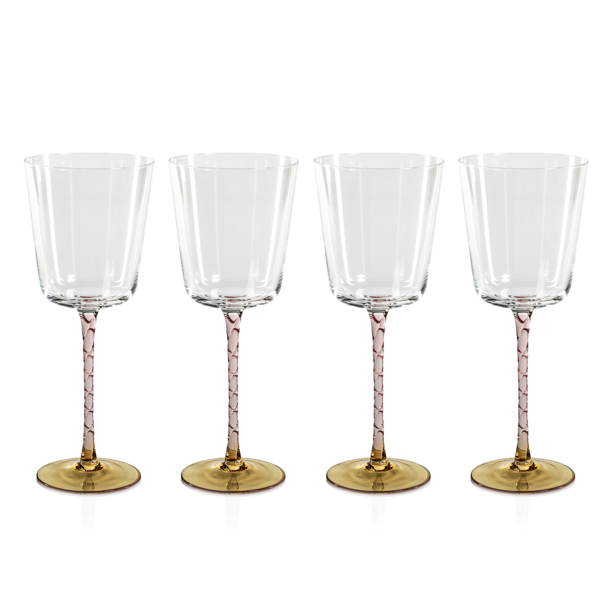 Zodax Sachi Red Wine Glasses, Amber & Pink, Set of 4