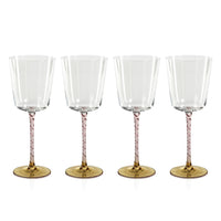 Zodax Sachi Red Wine Glasses, Amber & Pink, Set of 4